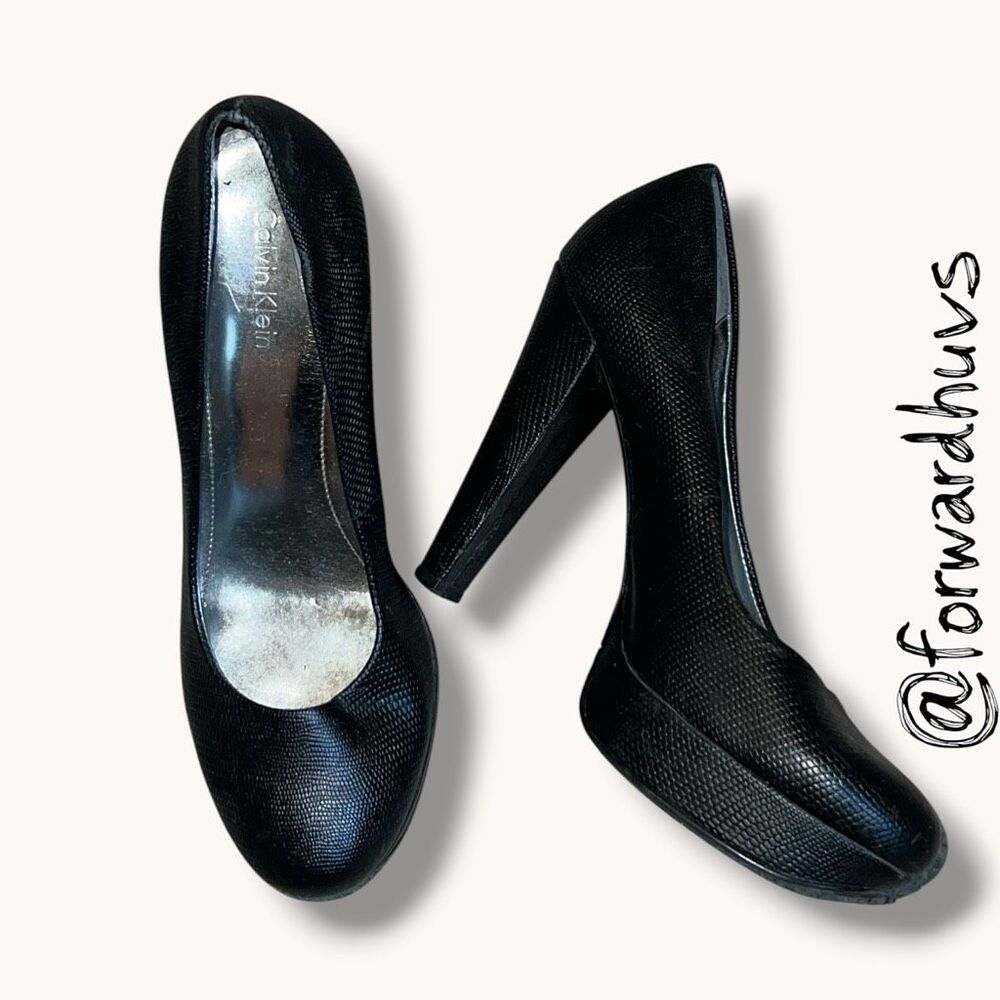 Calvin Klein Carley Textured Platform Pumps Black Size 6.5